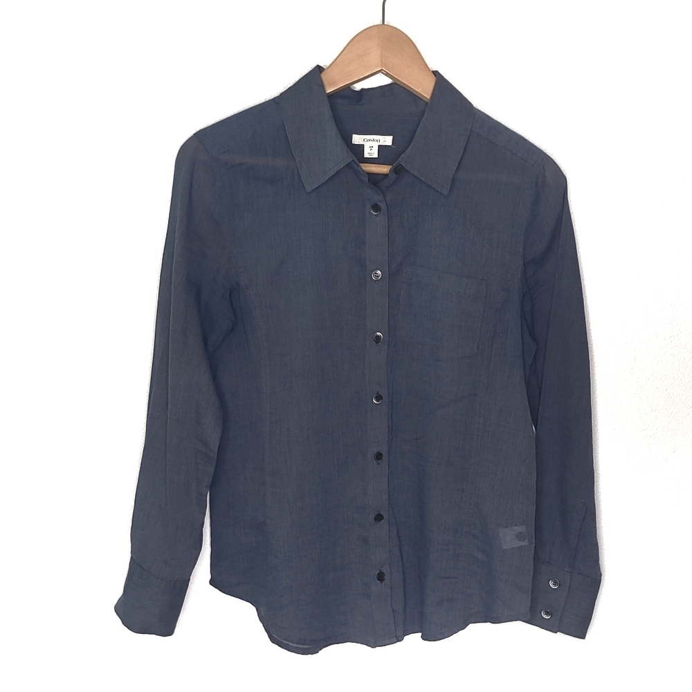 Caslon Nordstrom Semi Sheer Light Weight  100% Cotton Button Down